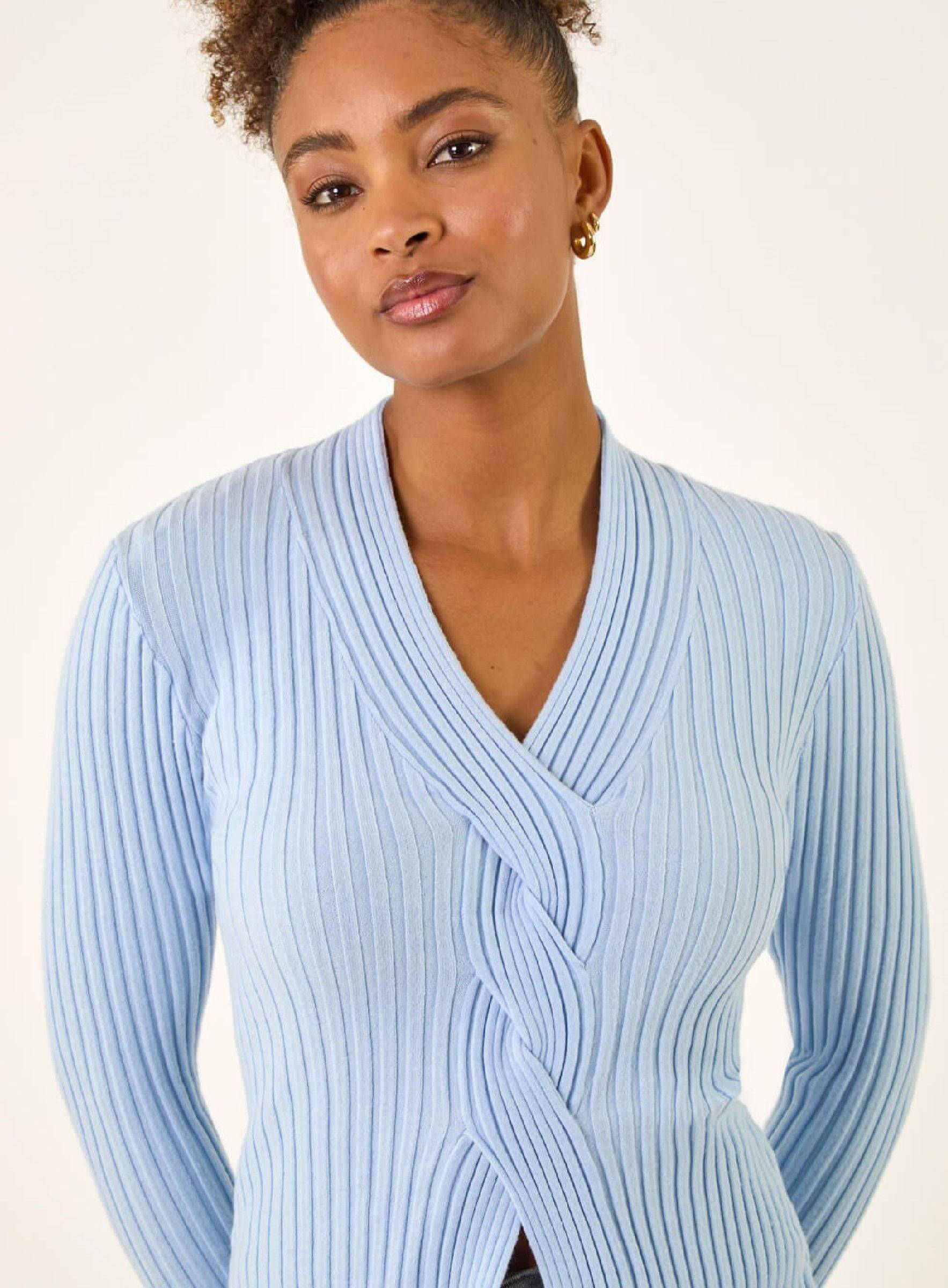 Roman Split Detail Rib Jumper - Blue