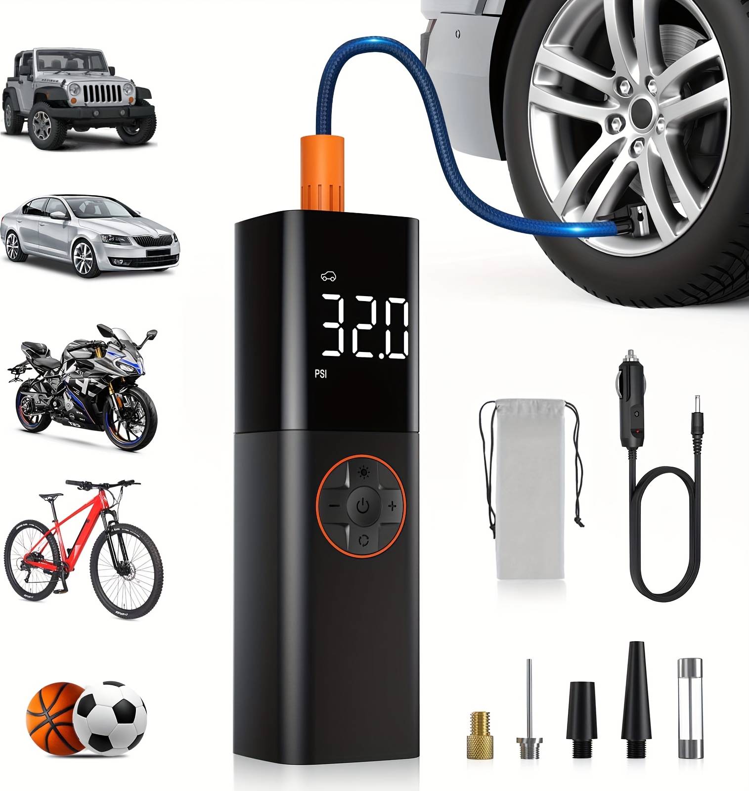 Tire air pump Temu Tire Inflator Portable Air Compressor