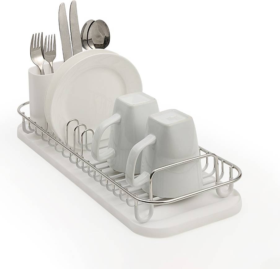 Dish rack with tray Sunnypoint 304 Stainless Steel NeverRust Compact Drying Rack Dish Drainer