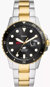 Fossil Silver Arkansas Razorbacks Blue Dive Watch