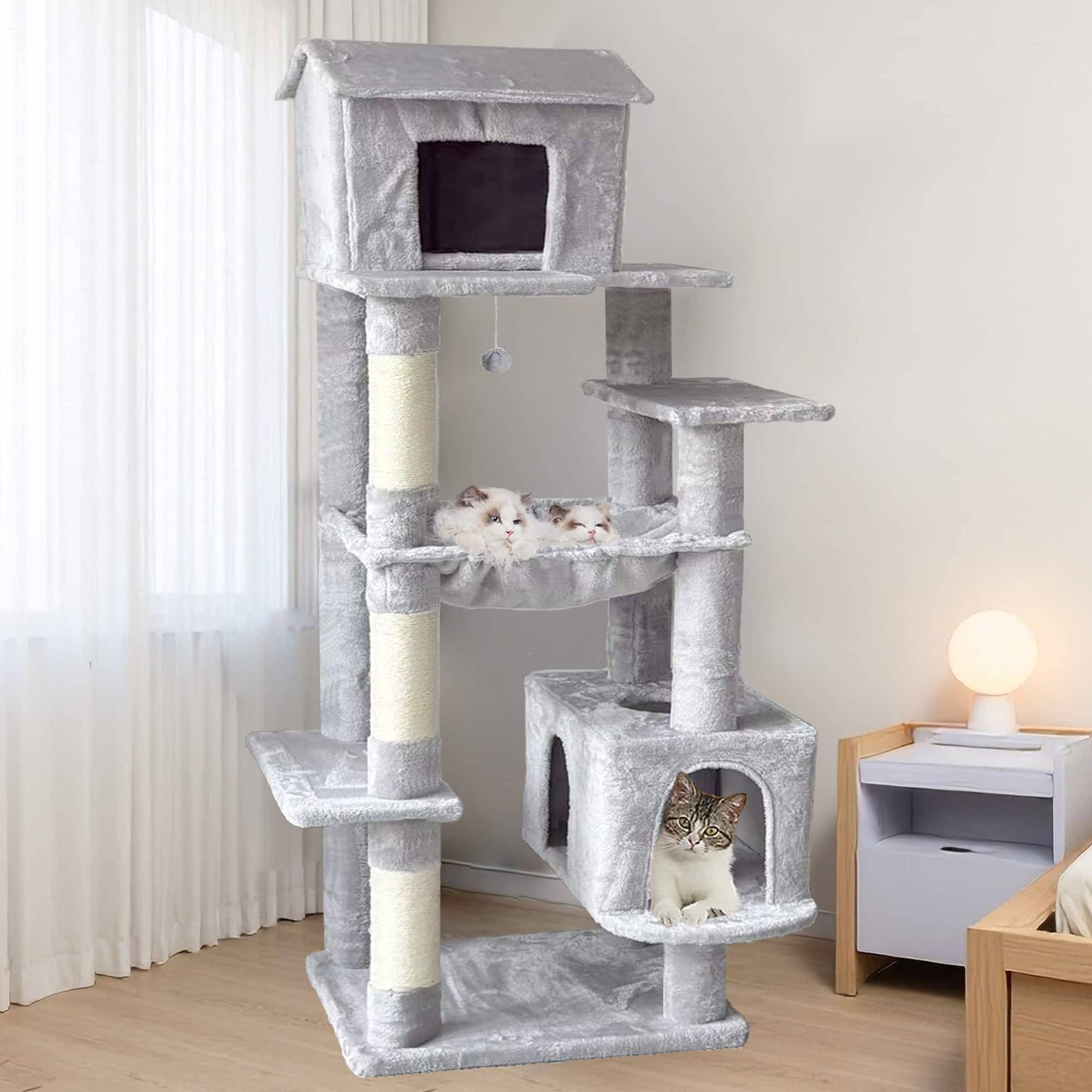 Large cat cat tree APRILSOUL 63 Inches Multi-Level Large Cat Tree Gray