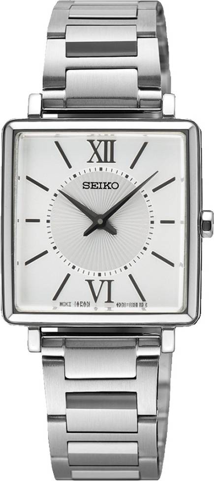 Seiko Quartz Rectangular Dial Stainless Steel Watch SWR111P1