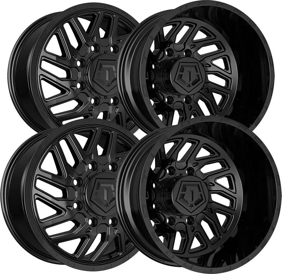 TIS 544b Dually Black Wheels Rims Set 4