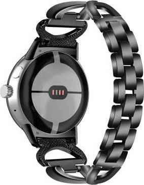 Google Pixel Watch Rhinestone Décor Metal Strap Black