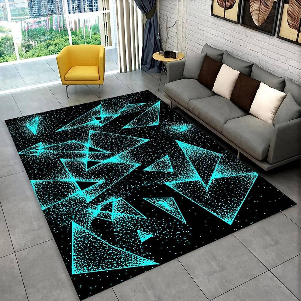 Kids Nursery Rug Fluorescent Triangle Geometry