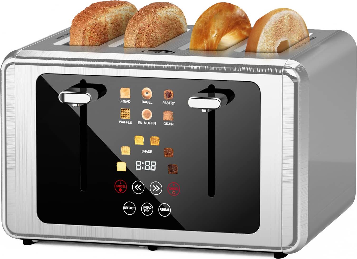 4 Slice Toaster Touchscreen Dual Independent Control Panel