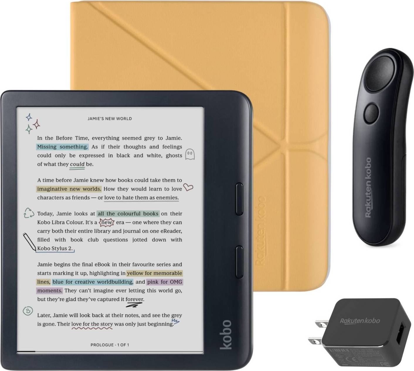 Kobo libra colour Kobo Libra Colour eReader Black Remote AC Bundle