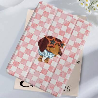 Shein Grid Dog Pattern Tablet Protective Case