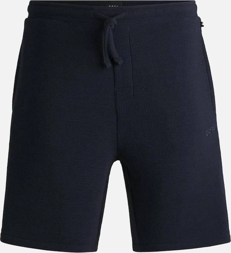HUGO BOSS Logo-Embroidered Rib Shorts - Dark Blue
