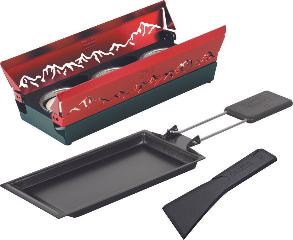 Mini Raclette Set Alpenglühen 3 Teelichtern Rot