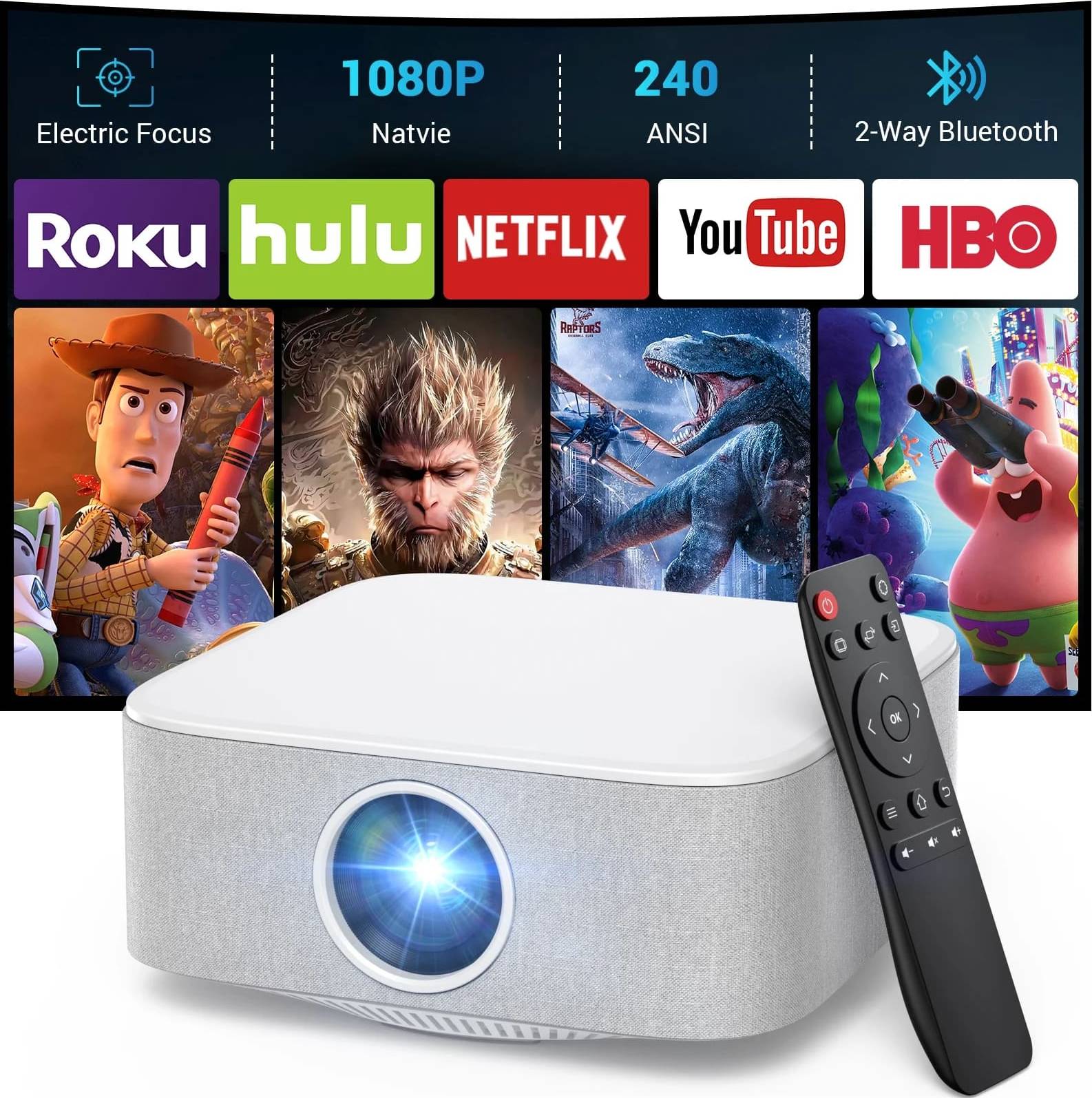 Portable Mini Projector FHD 1080P Support
