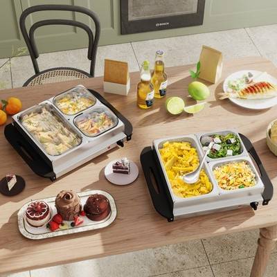 Homcom 4.5L Stainless Steel Electric Buffet Server Set