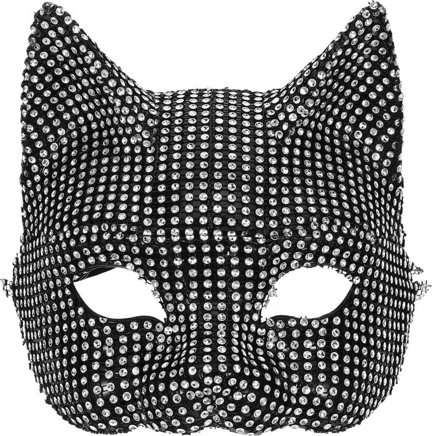 Solustre Rhinestone Cat Masquerade Mask Sparkly Cosplay