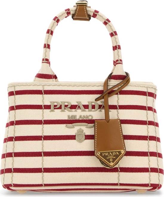 Prada Embroidered Canvas Mini Handbag
