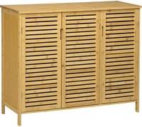 Homcom Rustic Cabinet 3 Door With 8 Shelves Shoe Rack