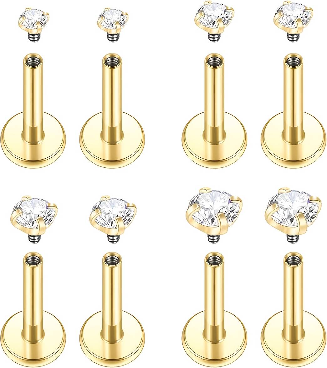 Temu Internal Threaded Labret Tragus Piercing Set - 16g