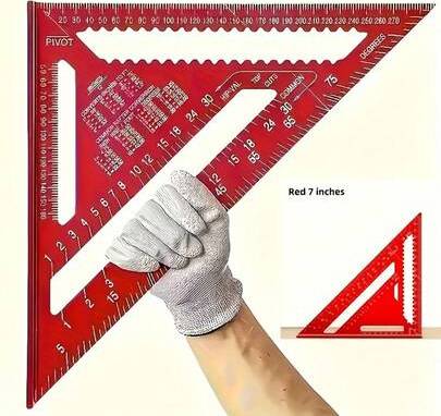 Shein Precision Aluminum Protractor Red Triangular
