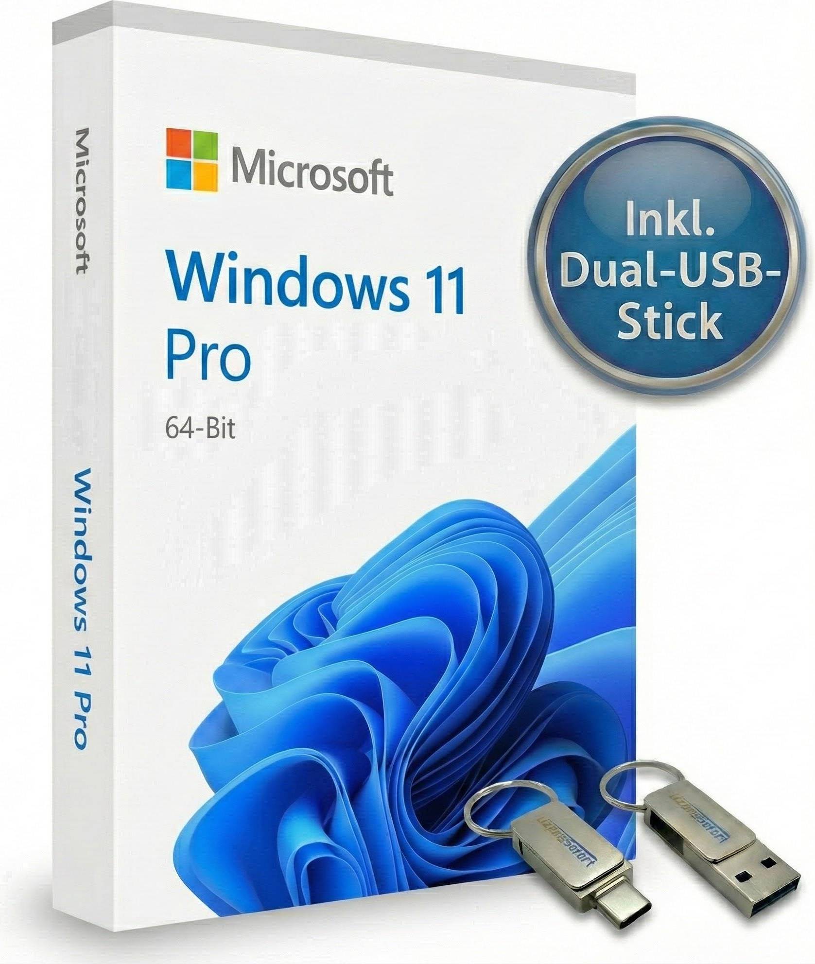 Windows 11 usb Microsoft Windows 11 Pro Box-Version 64-Bit Dual-USB-Stick