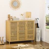 Homcom Rustic Storage Cabinet 16 Pairs Shoe Rack
