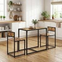 Homcom 3 Piece Table Brown Dining Set