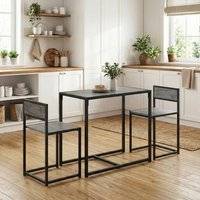 Homcom 3 Piece Table Dark Grey Dining Set