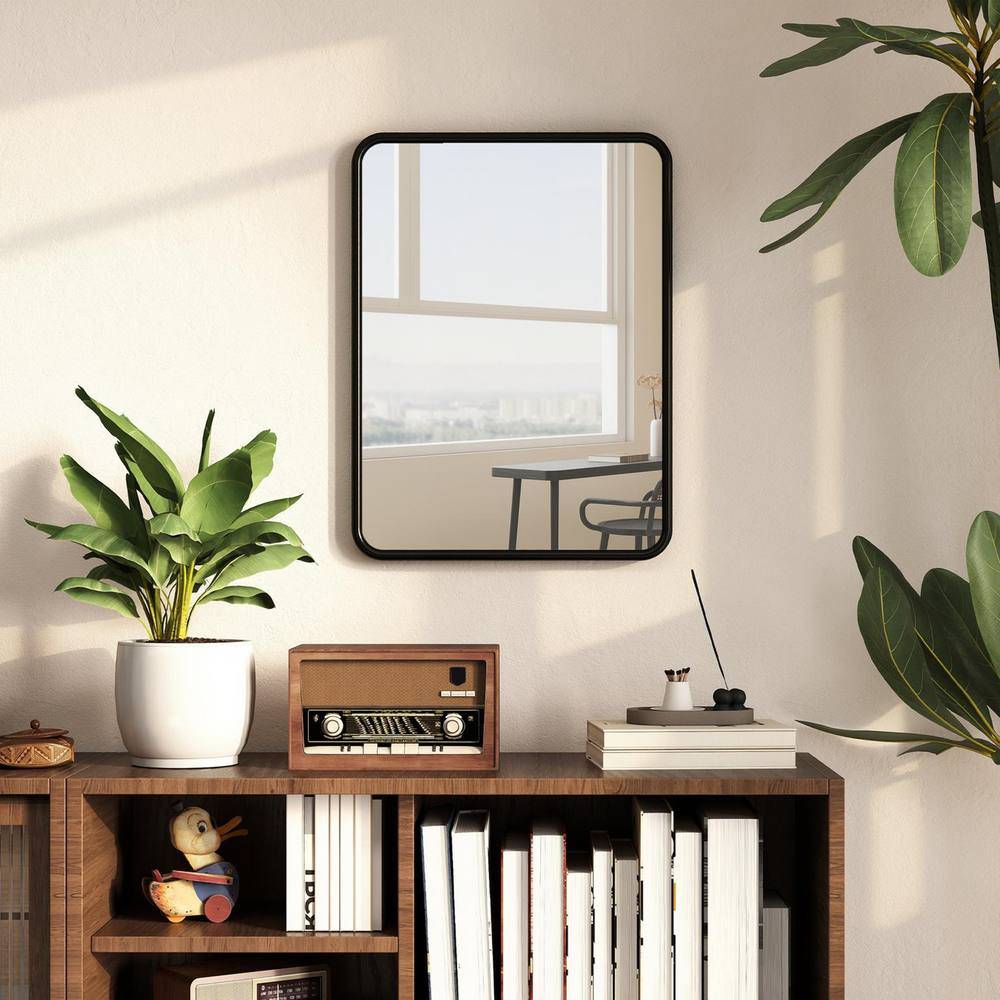 Homcom Rectangular with Metal Frame Large Black Wall Mirror