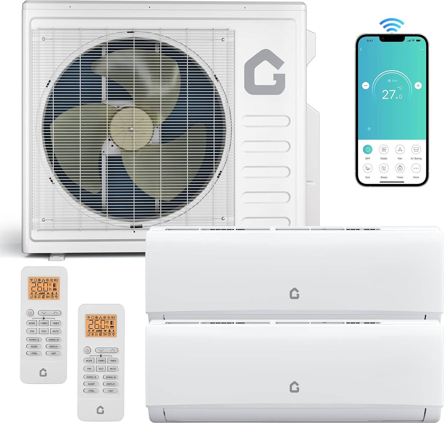 Split system air conditioner Garvee 2 Zone Mini Split AC Heating System