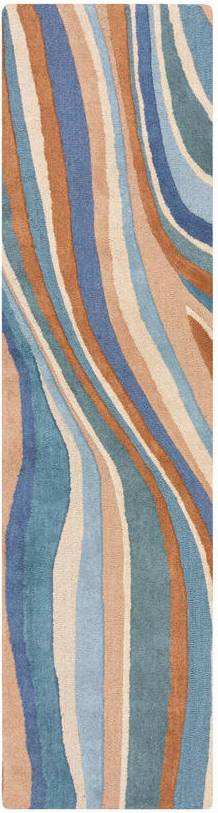 Xora Abstract Flow Wool Runner Blue