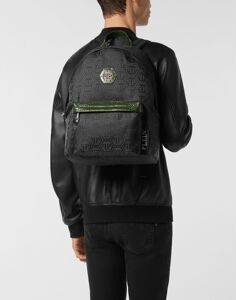 Philipp Plein Nylon Backpack Monogram - Sort