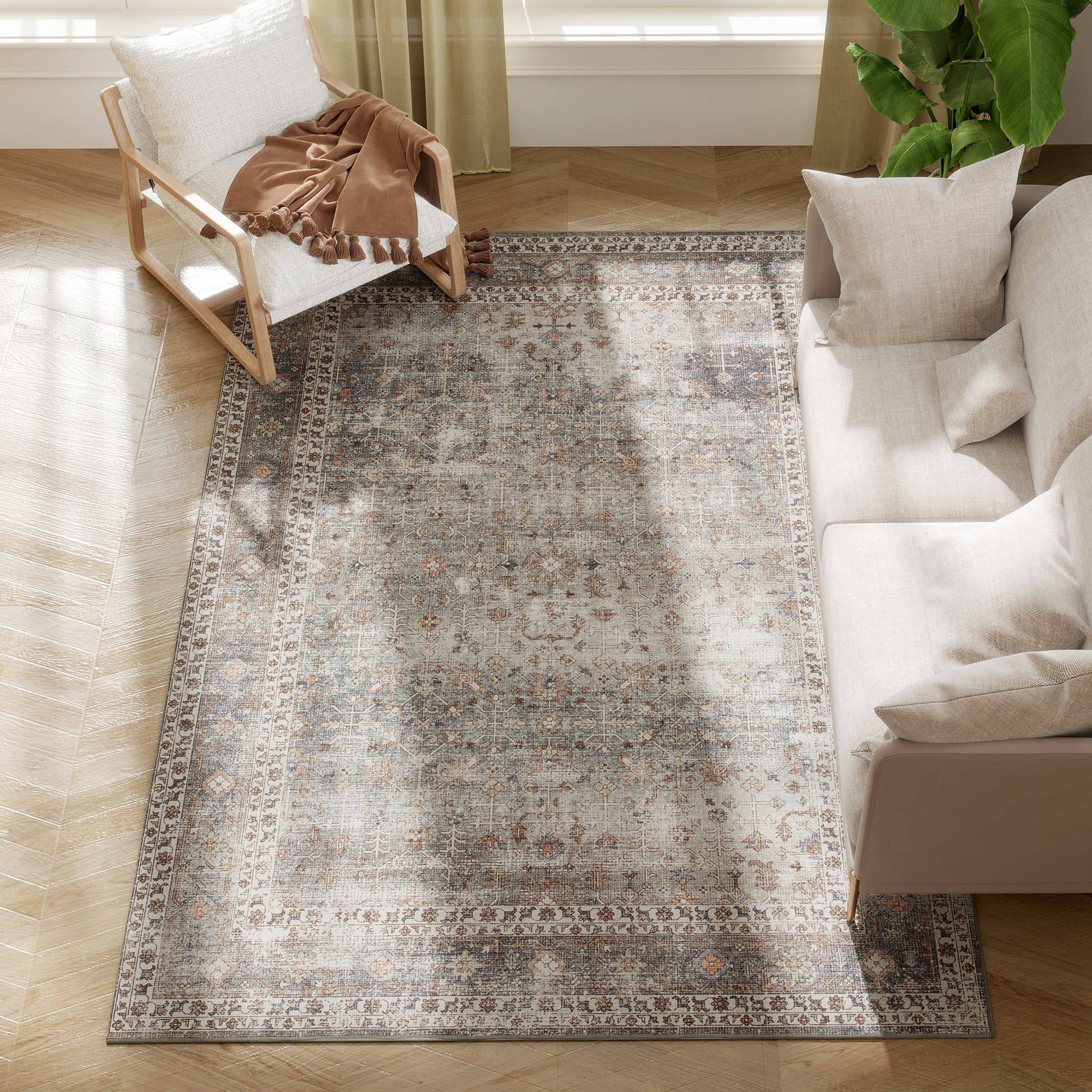 Homcom Area Rug 5x7 Machine Washable Non Slip Dark Mixed Brown