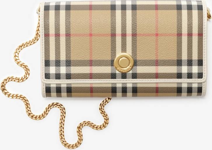 Burberry Check Chain Strap Wallet