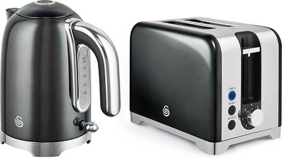 Swan Solace Graphite Kettle & 2 Slot Toaster Set