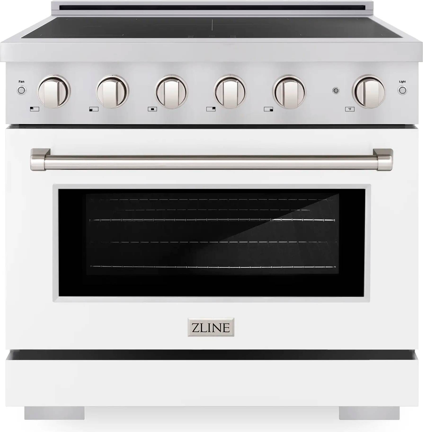 White electric stove ZLINE 36 Inch 5.2 Cu Ft Paramount Induction Range