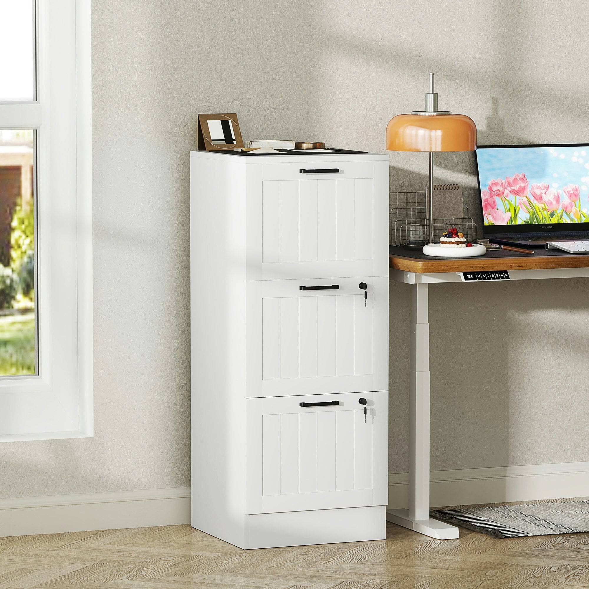 Homcom 2 Drawer File with Lock Storage Cabinet