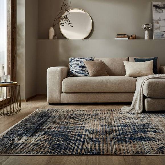 Dunelm Roya Abstract Rug Blue