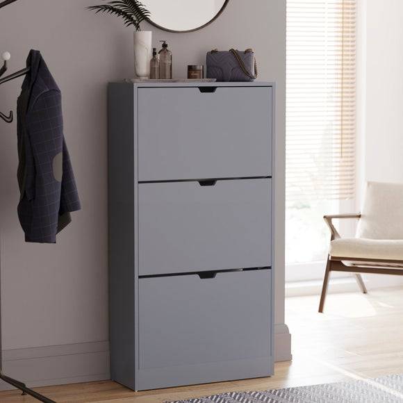 Vida Designs 3 Tier Slot Handle Cabinet Shoe Rack
