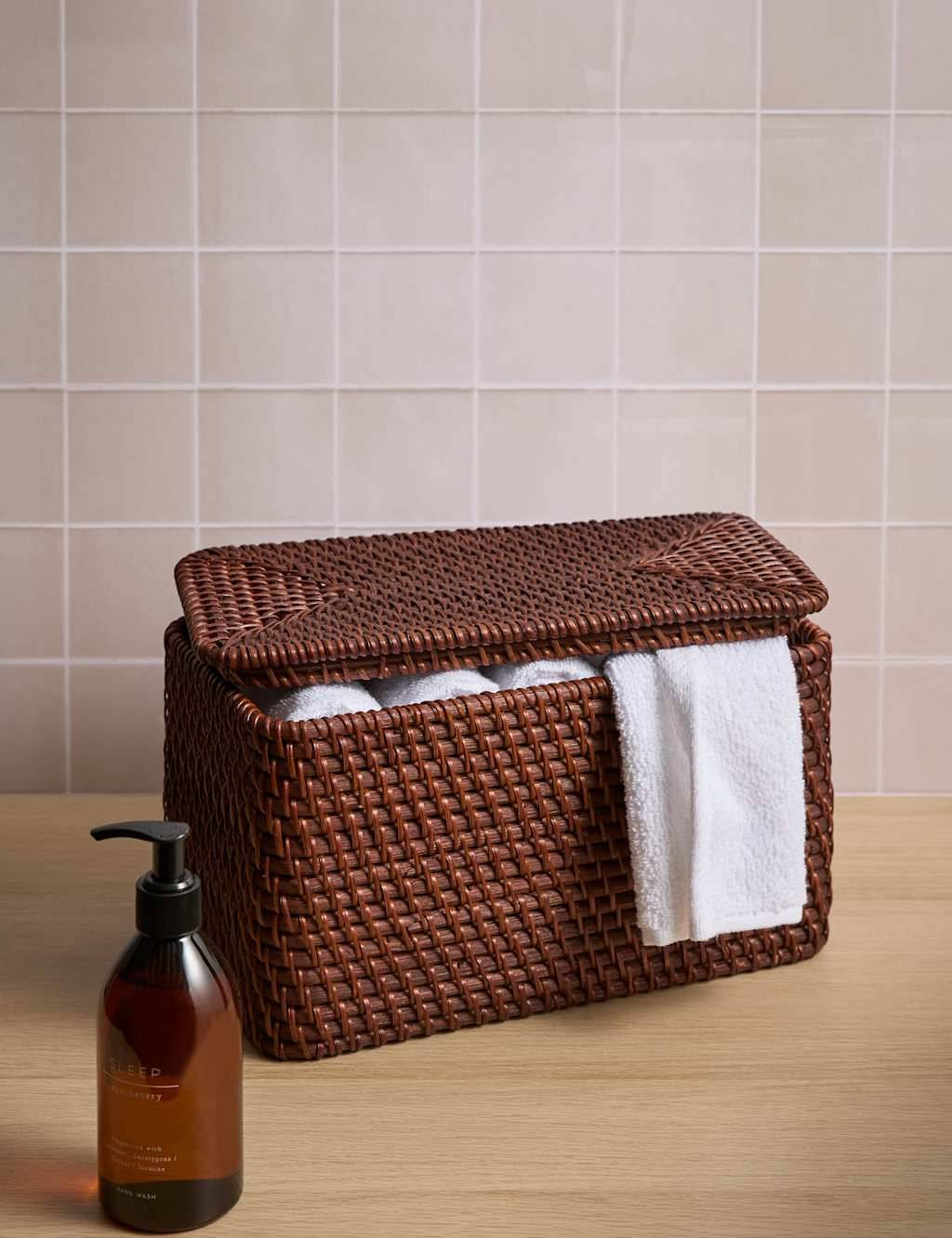 M&S Rattan Rectangular Storage Brown Box & Basket