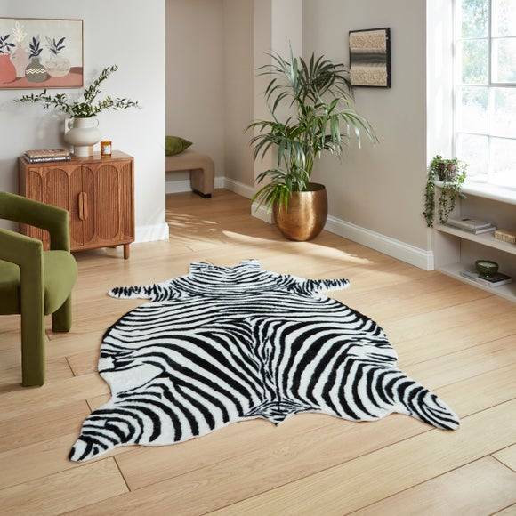 Think Rugs Faux Fur Zebra Print Rug