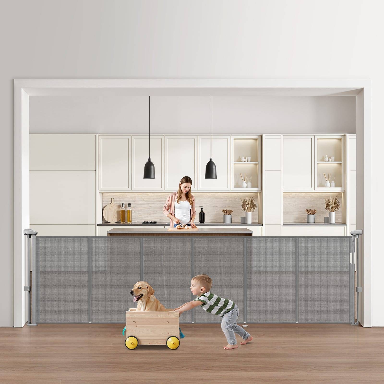 Retractable baby gate VEVOR Retractable Baby Gate 34 Inch Tall