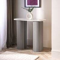OHS Madison Marble Effect Ribbed Console Table