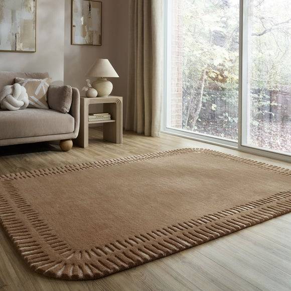 Dunelm Abel Border Wool Rug Natural