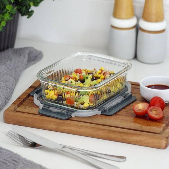 Dunelm Borosilicate Glass Ribbed Storage Food Container