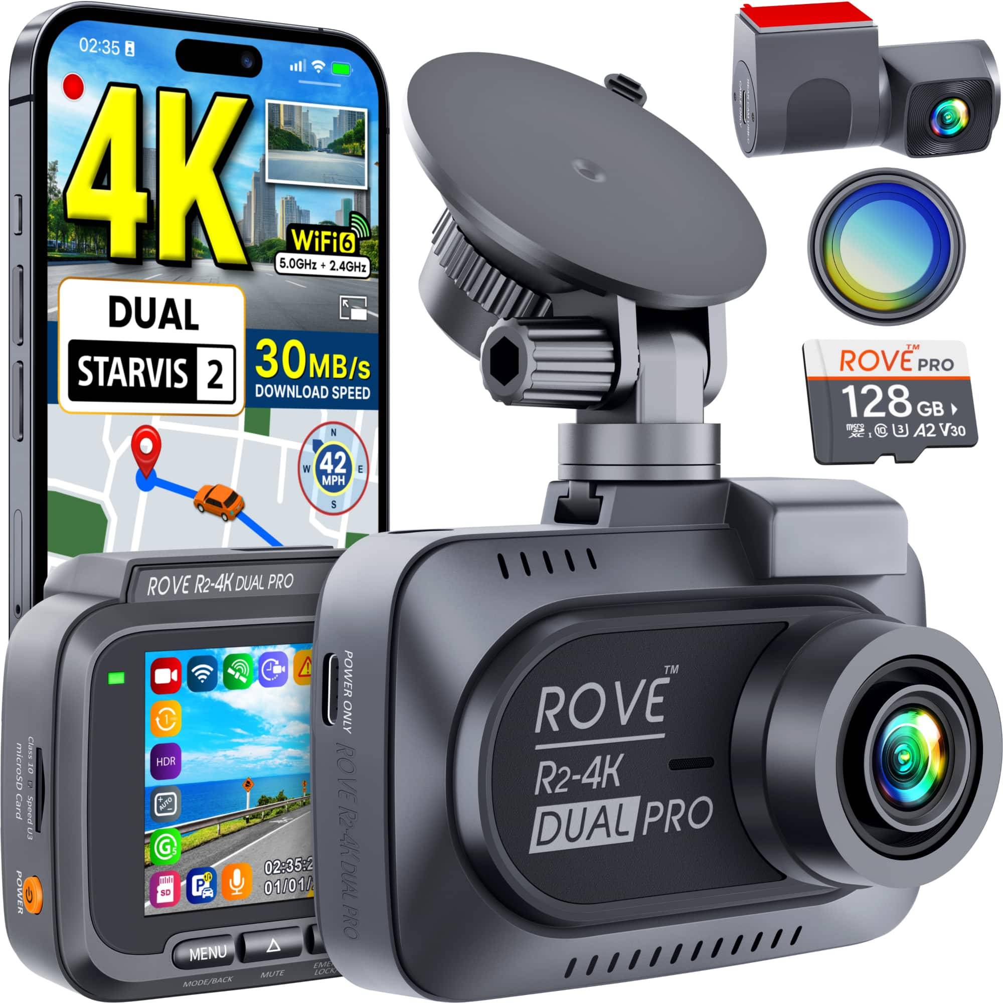 Dash cam dual camera ROVE R2-4K Dual Pro Dash Cam Front and Rear