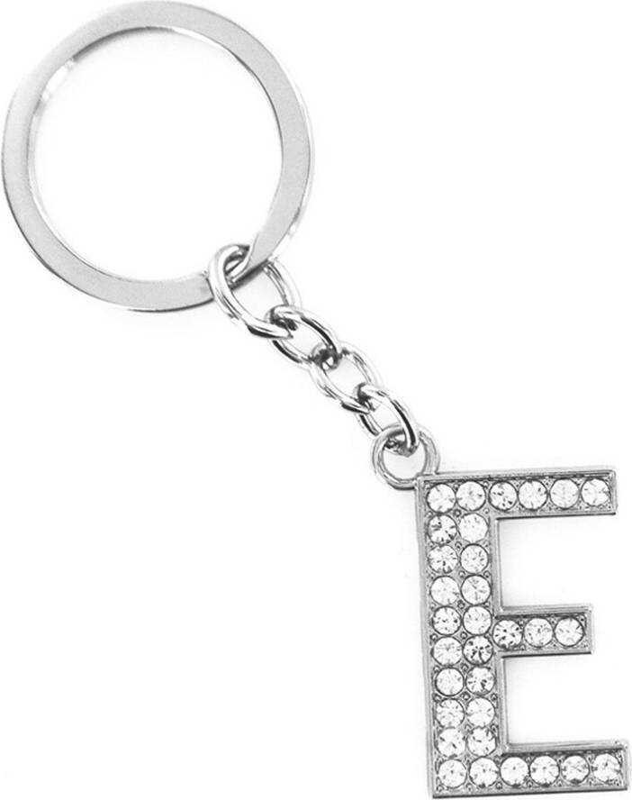Solustre Metal Letter E Keychain with Rhinestones