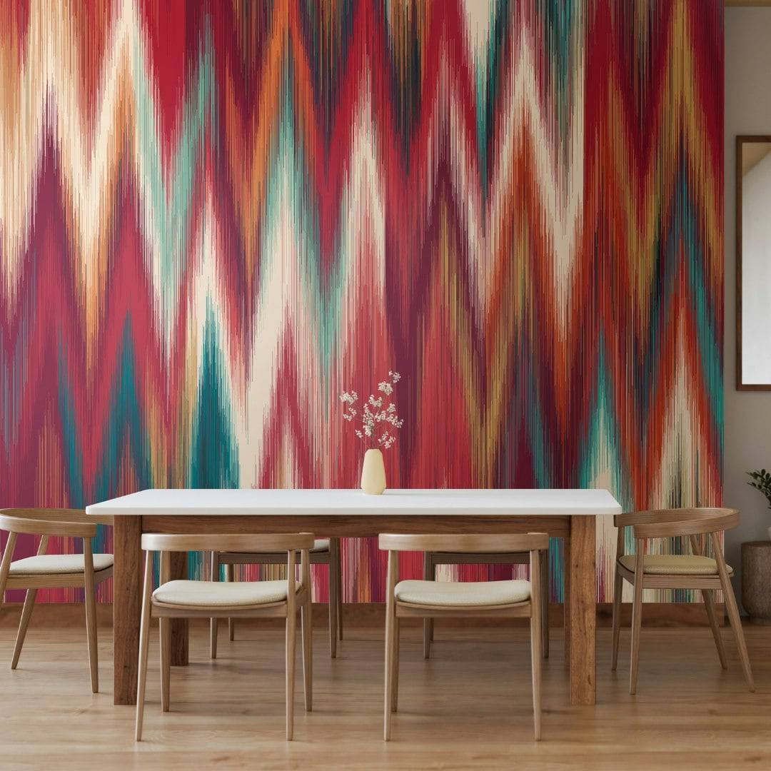Origin Murals Ikat Zig Zag Raspberry Red Medium