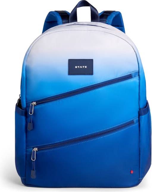 Double Pocket Large Backpack - Blue Gradient Diagonal Zipper