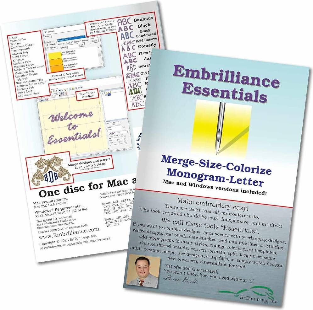 Embroidery Essentials Embrilliance Essentials Embroidery Software