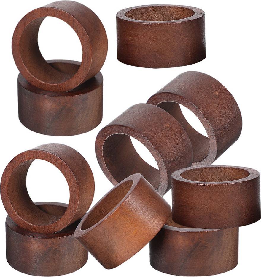 VILLCASE 12pcs Wood Rings Rustic Table Napkin Ring