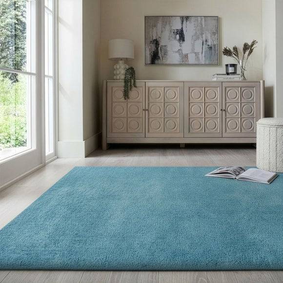 Dunelm Snuggle Washable Rug Blue