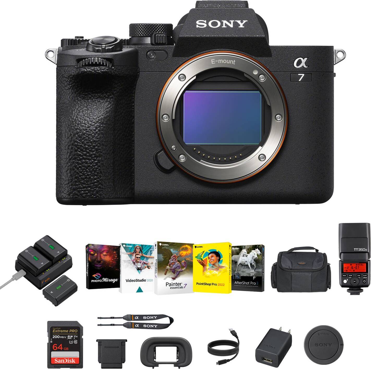 Sony a7 iv mirrorless camera Sony A7 IV Full-Frame Mirrorless Hybrid Camera Corel Software Flash Kit